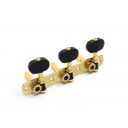 GOTOH® MACHINE HEADS FOR SLOTTED HEAD 35P1800 EBONY BUTTONS SOLID BRASS (1:14)