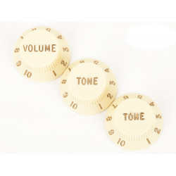 Stratocaster® Knobs, Aged White (Volume, Tone, Tone) (3)