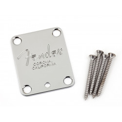FENDER® 4-BOLT AMERICAN SERIES GUITAR NECK PLATE WITH FENDER® CORONA STAMP CHR