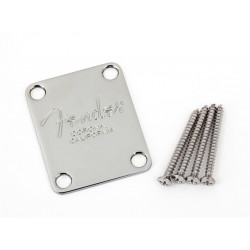 4-Bolt American Series Bass Neck Plate with Fender® Corona Stamp (Chrome)