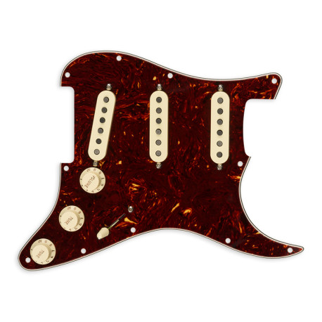 FENDER® PRE-WIRED STRAT® PICKGUARD, TEX-MEX SSS TORTOISE 11H