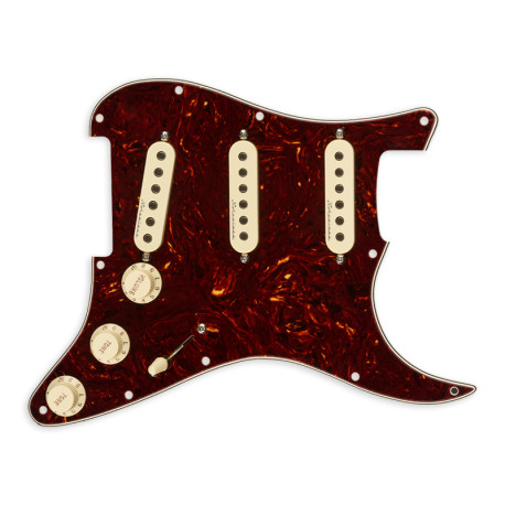 FENDER® PRE-WIRED STRAT® PICKGUARD, HOT NOISELESS SSS TORTOISE 11H