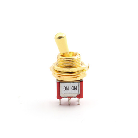 MINI TOGGLE SWITCH ON-ON 12mm THREAD GOLD