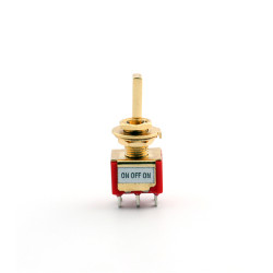 MINI SWITCH ON-OFF-ON DPDT FLAT LEVER GOLD