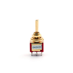 MINI SWITCH ON-ON-ON DPDT FLAT LEVER GOLD