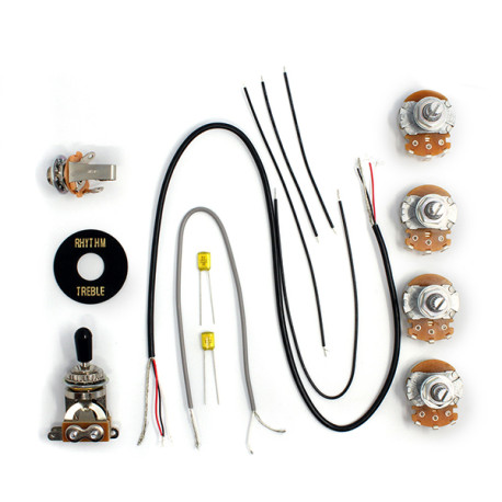 LP WIRING KIT (METRIC POTS, JACK,TOGGLE,CAPS, BLACK KNOB et PLATE)