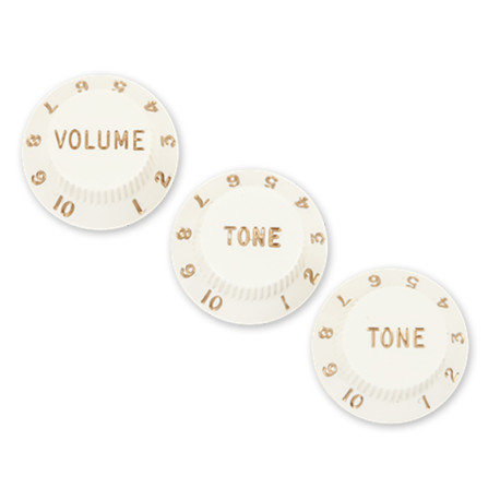 Stratocaster® Knobs, Parchment (Volume, Tone, Tone) (3)