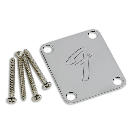 FENDER® 4-BOLT VINTAGE-STYLE NECK PLATE F CHROME