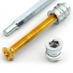 NECTITE® BOLT-ON NECK SCREWS AND INSERTS 45mm M5 GOLD (4 PCS)