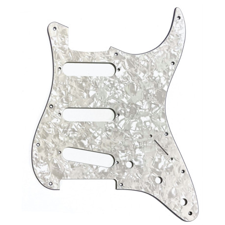 ALL PARTS® PICKGUARD FOR FENDER® STRAT® SSS 11 HOLES 2.54mm 4 PLY WHITE PEARLOID