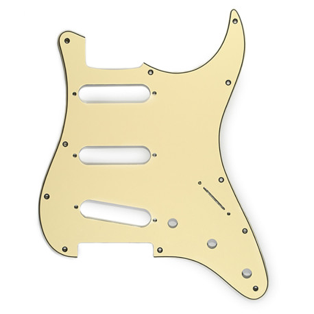 PICKGUARD STRAT STANDARD SSS 11 HOLES US POTS 3 PLY CREAM (2.4mm)