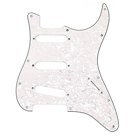 Pickguard, Stratocaster® S/S/S, 11-Hole Mount, White Pearl, 4-Ply