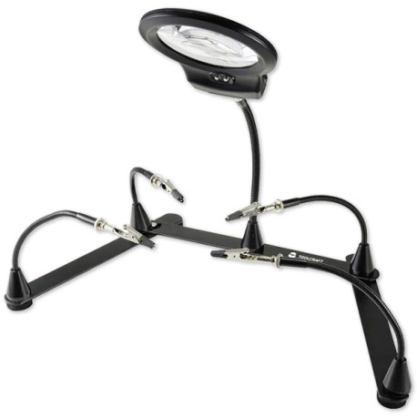 SUPPORT DE SOUDAGE 3EME MAIN BRAS FLEXIBLES AVEC LOUPE LED