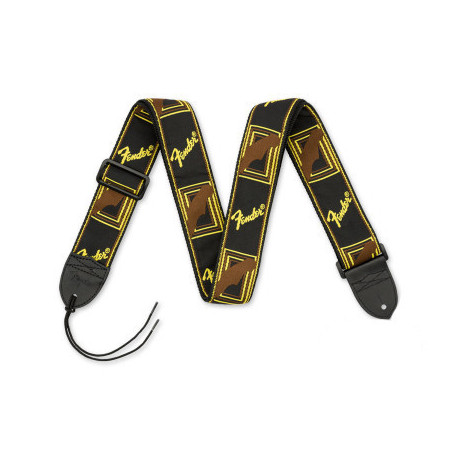 FENDER® 2” MONOGRAMMED STRAP BLACK/YELLOW/BROWN